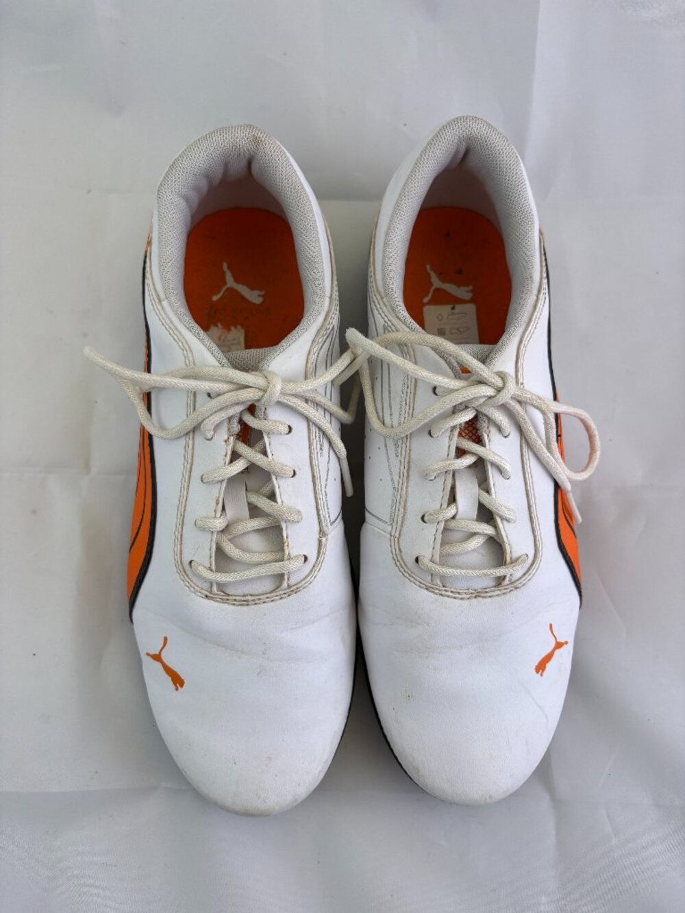Puma Golf Shoes White Orange Black Moulded Rubber Spikes US 6 EU 38